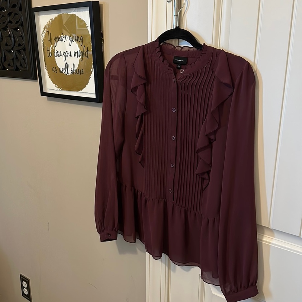 Semi-Sheer Pin-tuck Peplum Hem Blouse